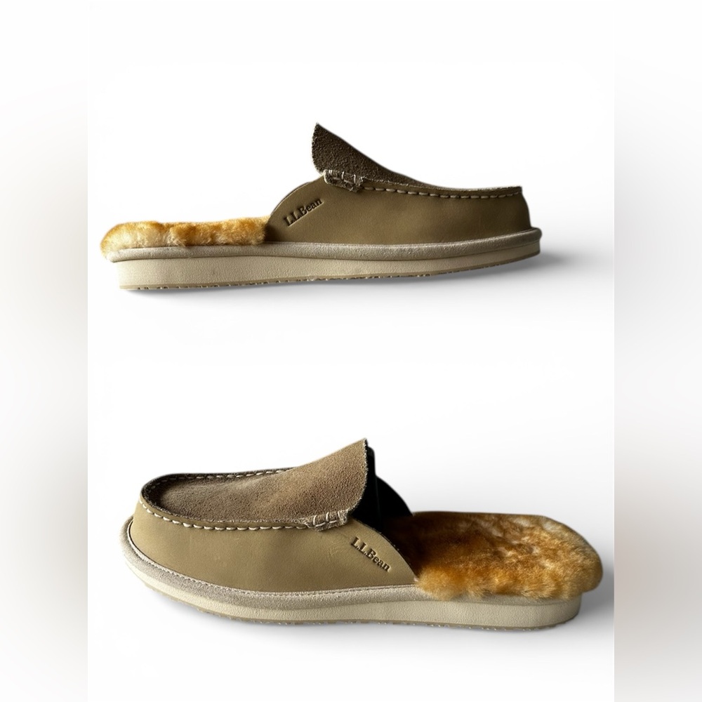 L.L. Bean Tan Suede Slip-On Loafers with Warm Lining - Picture 3 of 8